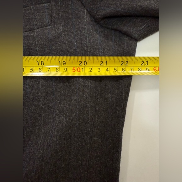 Yves Saint Laurent Vintage Wool Striped Blazer Jacket Brown Gray Size 44R - Picture 12 of 14